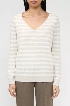 Хлопковый пуловер с V-вырезом в полоску Esprit Casual