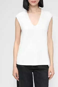 Хлопковый пуловер с V-вырезом в рубчик Marc O'Polo