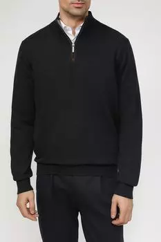 Хлопковый пуловер с воротником на молнии Bugatti