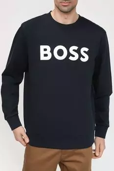 Хлопковый свитшот с логотипом бренда BOSS