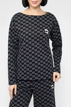 Хлопковый свитшот с жаккардовым узором K/Ikonik Karl Lagerfeld