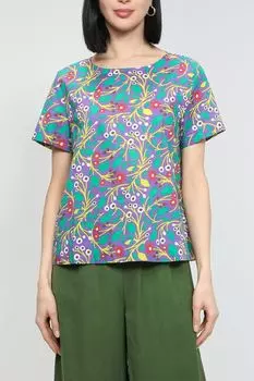 Хлопковый топ с цветочным принтом Emme Marella