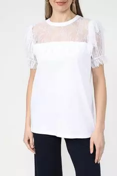 Хлопковый топ с вставкой из тюля TWINSET