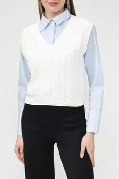 Хлопковый жилет с V-вырезом текстурной вязки OVS