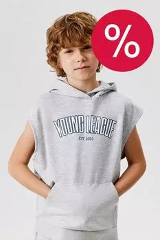 Худи хлопковое без рукавов с принтом ACOOLA