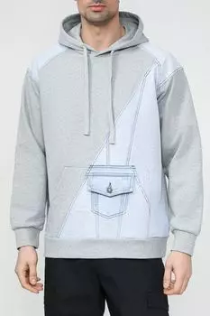 Худи хлопковое комбинированное с карманом Desigual