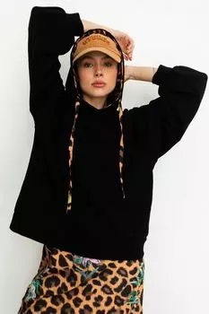 Худи хлопковое Леопард с цветами ARTOGRAPH