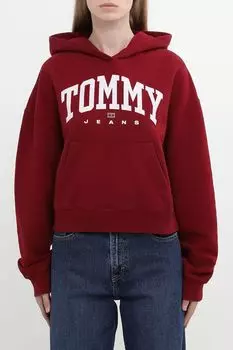 Худи хлопковое с капюшоном с логотипом укороченное Tommy Jeans