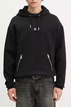 Худи хлопковое с карманом на молнии HUGO