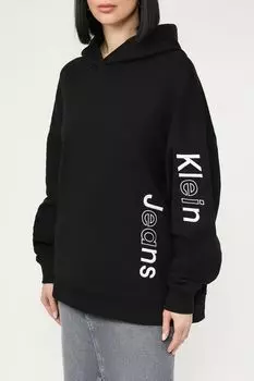Худи хлопковое с логотипом Calvin Klein Jeans