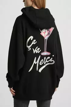 Худи хлопковое с принтом HUGO