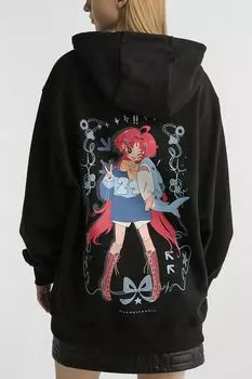 Худи хлопковое с принтом HUGO