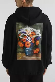 Худи хлопковое с принтом HUGO