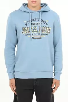 Худи хлопковое с принтом Jack & Jones
