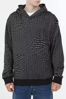 Худи хлопковое с принтом логотипа Calvin Klein Jeans