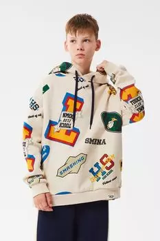 Худи хлопковое с принтом SMENA