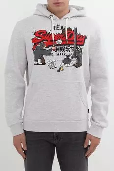 Худи хлопковое с принтом Superdry
