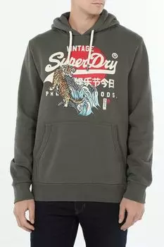 Худи хлопковое с принтом Superdry