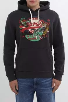 Худи хлопковое с принтом Superdry