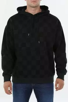 Худи хлопковое с шахматным принтом HUGO BLUE