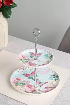 Этажерка 2-уровневая фарфоровая Butterfly COINCASA