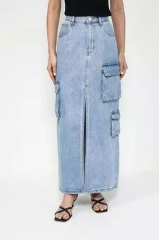 Юбка джинсовая с эффектом потертости и карманами BELUCCI