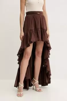 Юбка хлопковая асимметричного кроя с воланом Marciano by Guess