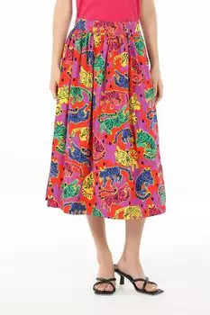 Юбка хлопковая расклешенная с принтом Piombo