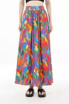 Юбка хлопковая расклешенная с принтом Piombo