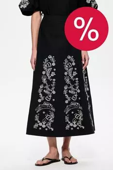 Юбка хлопковая расклешенная с вышивкой DREAMS by Alena Akhmadullina