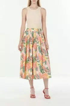 Юбка хлопковая с растительным принтом OVS