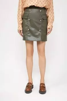 Юбка из экокожи с декоративными пуговицами BELUCCI