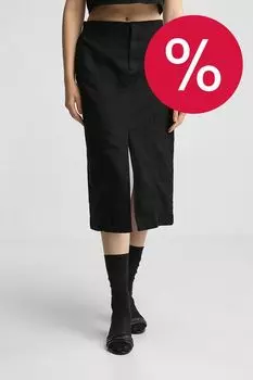 Юбка из хлопка и льна с разрезом Calvin Klein Jeans