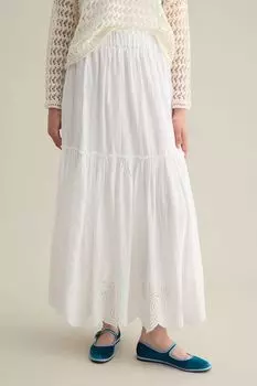 Юбка макси хлопковая с шитьем Piombo