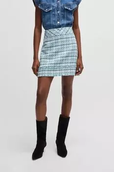 Юбка мини твидовая с бахромой BOSS