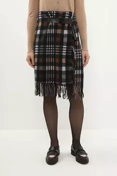 Юбка с запахом на ремешке в клетку Piombo