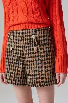 Юбка-шорты с принтом гусиная лапка и пуговицами Piombo