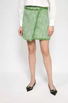 Юбка твидовая с запахом и бахромой по краю Ipekyol