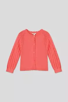 Кардиган хлопковый с ажурными рукавами Fagottino