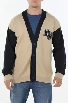 Кардиган хлопковый с контрастными деталями и логотипом HUGO BLUE