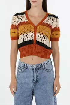 Кардиган хлопковый текстурный с коротким рукавом OVS