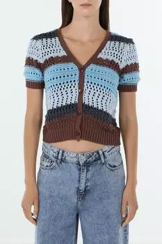 Кардиган хлопковый текстурный с коротким рукавом OVS