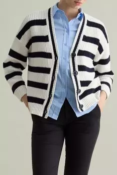 Кардиган хлопковый в полоску Piombo