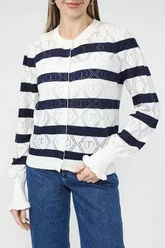 Кардиган из хлопка и кашемира с ажурным узором TWINSET