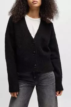 Кардиган из смесовой шерсти свободного кроя HUGO