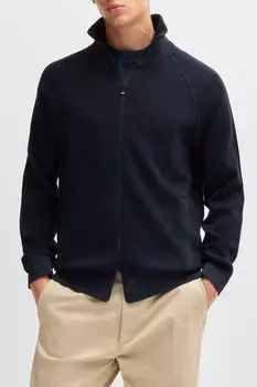 Кардиган на молнии из хлопка и шерсти BOSS