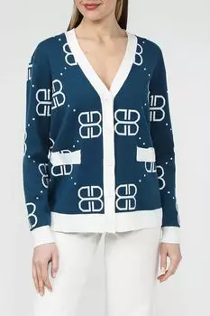 Кардиган с V-вырезом и принтом из логотипов BELUCCI