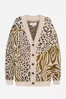 Кардиган шерстяной с анималистичным принтом PAPAYA