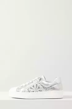 Кеды кожаные с молнией и принтом Nero Giardini