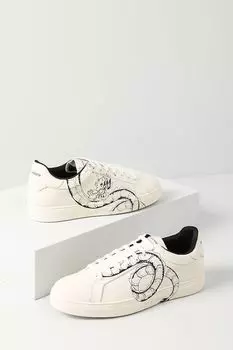 Кеды кожаные с принтом дракона Lunar New Year EMPORIO ARMANI